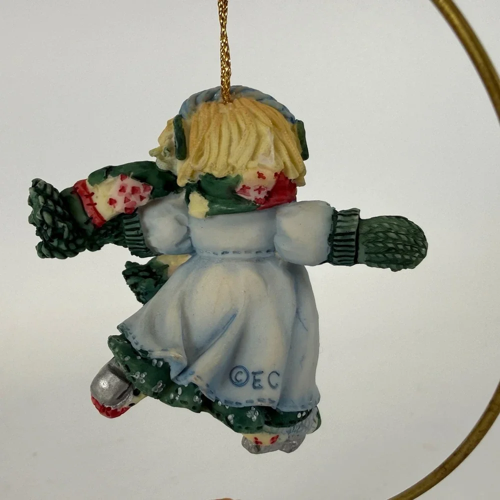 Enesco Cute as a Button Ice Skater Girl Ornament with Spool & Button Base Stand